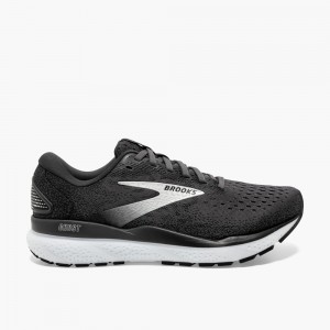 Black / Grey / White Men Brooks Ghost 16 Road Running Shoes | HDBJ84037