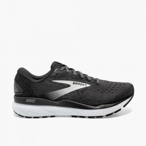 Black / Grey / White Women Brooks Ghost 16 Road Walking Shoes | YKLV69125