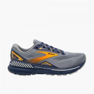 Grey / Blue / Orange Men Brooks Adrenaline GTS 23 Walking Shoes | RXSA32154