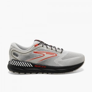 Grey / Deep Red Men Brooks Beast GTS 23 Support Running Shoes | XQWY09847