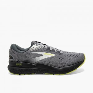 Grey / Light Green Men Brooks Ghost 16 Road Running Shoes | WTVE54798