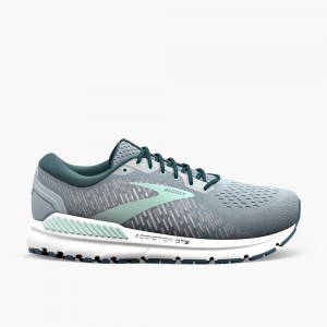 Grey / Navy / Light Turquoise Women Brooks Addiction 15 Road Running Shoes | GVWT91247