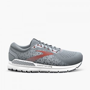 Grey / Red Men Brooks Addiction 15 Support Running Shoes | DHCP94257