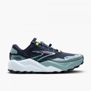 Navy / Light Green Women Brooks Caldera 7 Hiking Shoes | HJCA93617