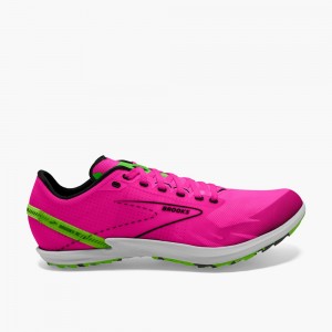 Pink / Green / Black Men Brooks Draft XC Spikeless Cross Country Running Shoes | ZWJL98135