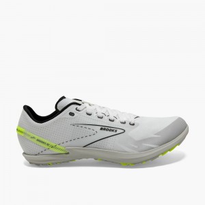 White / Black Men Brooks Draft XC Spikeless Cross Country Track Spikes | IBRD01365