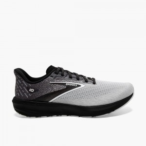 White / Black Men Brooks Launch 10 Running Shoes | QPEO02318