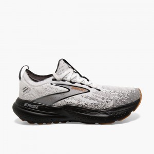 White / Grey / Black Men Brooks Glycerin StealthFit 21 Walking Shoes | RLKE94273