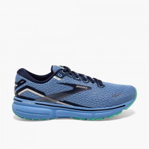 White / Grey / Blue Women Brooks Ghost 15 Cushioned Road Running Shoes | BPFK37140