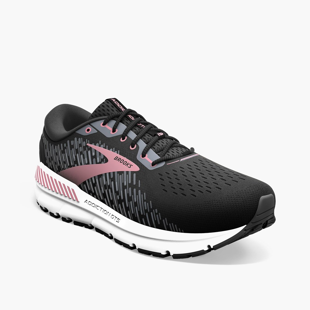 Black Women Brooks Addiction 15 Road Running Shoes | HNRB50136