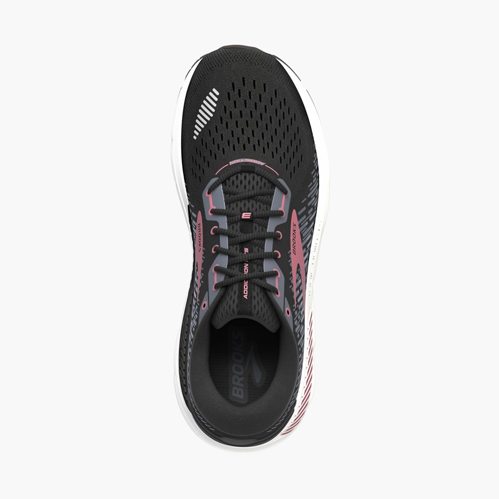 Black Women Brooks Addiction 15 Road Running Shoes | HNRB50136