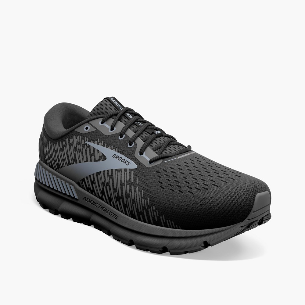 Black / Black Men Brooks Addiction 15 Running Shoes | ZKNB46281