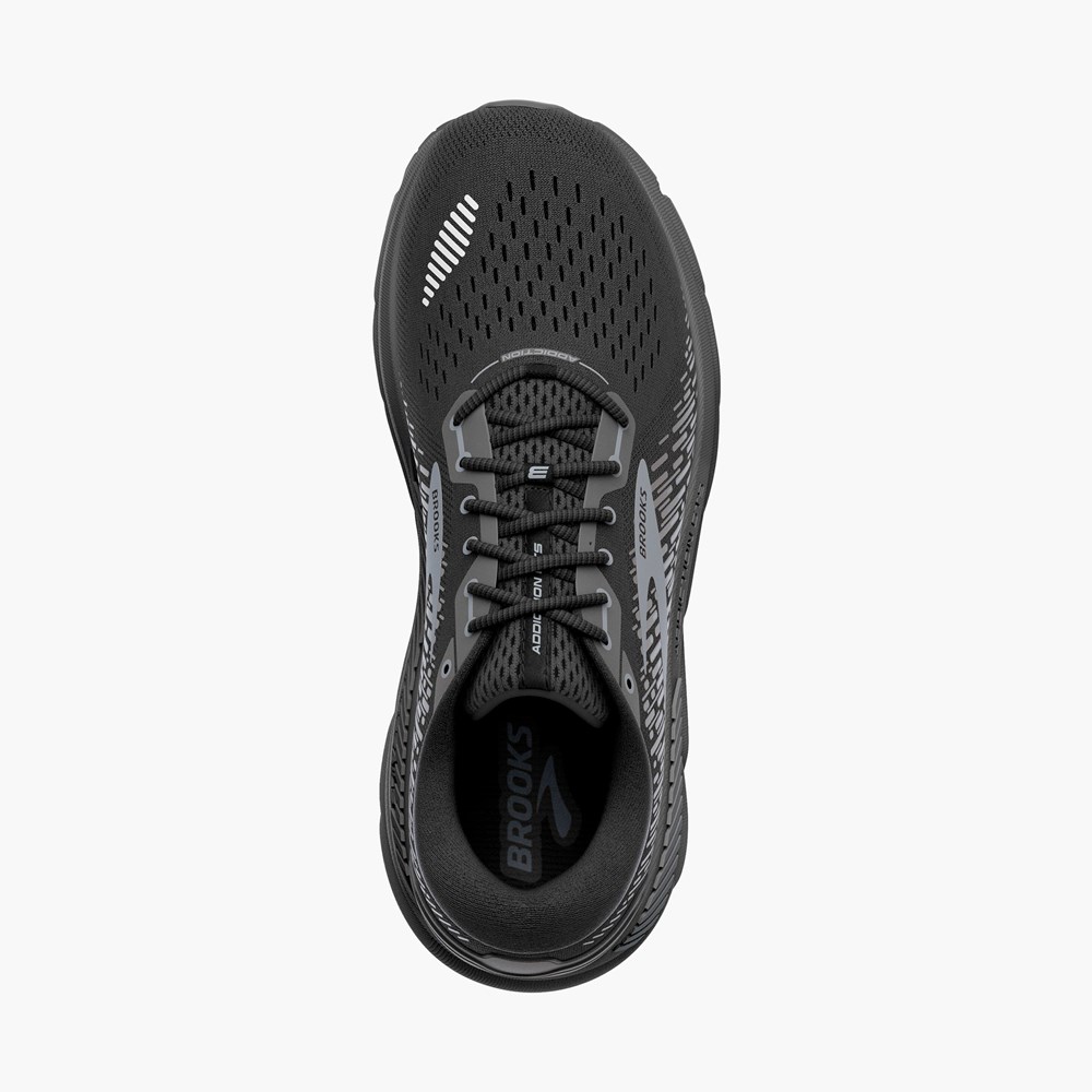 Black / Black Men Brooks Addiction 15 Running Shoes | ZKNB46281