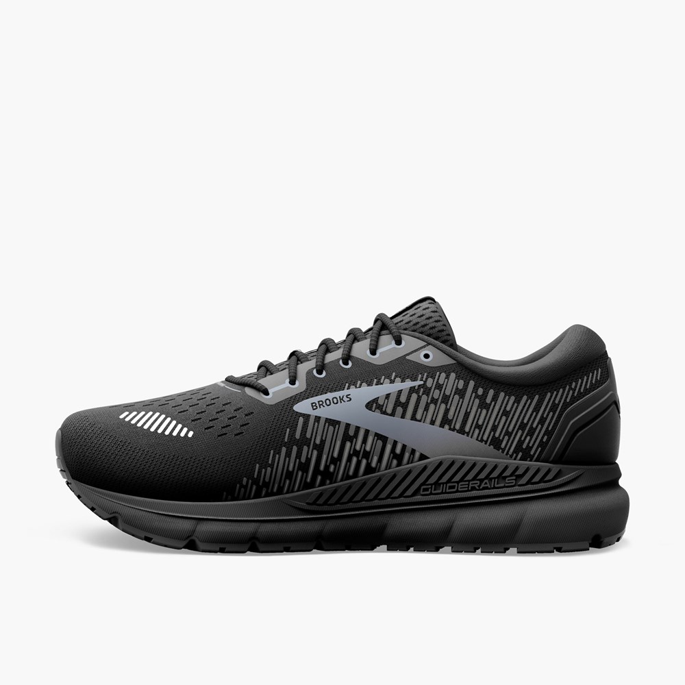 Black / Black Men Brooks Addiction 15 Running Shoes | ZKNB46281