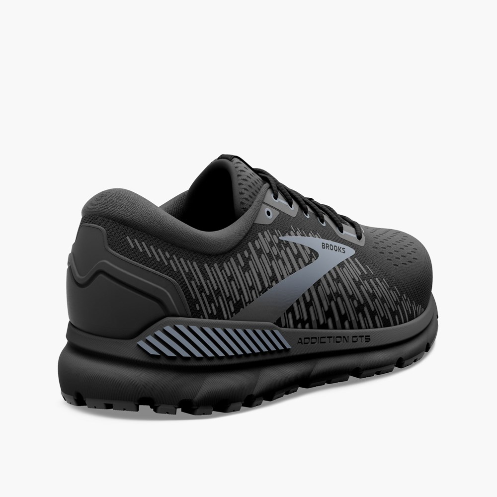 Black / Black Men Brooks Addiction 15 Running Shoes | ZKNB46281