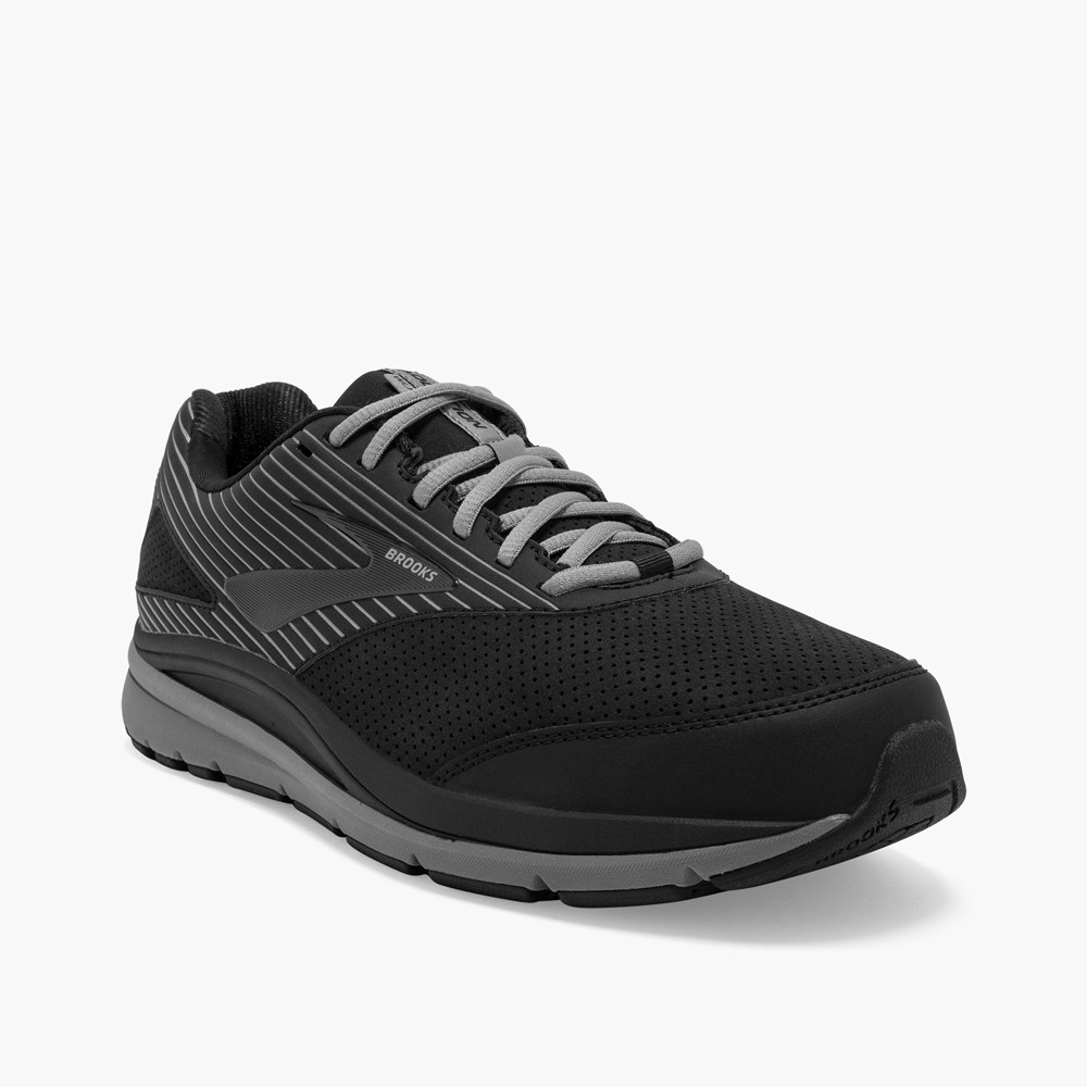 Black / Black Men Brooks Addiction Walker Suede Support Running Shoes | DEIX64902