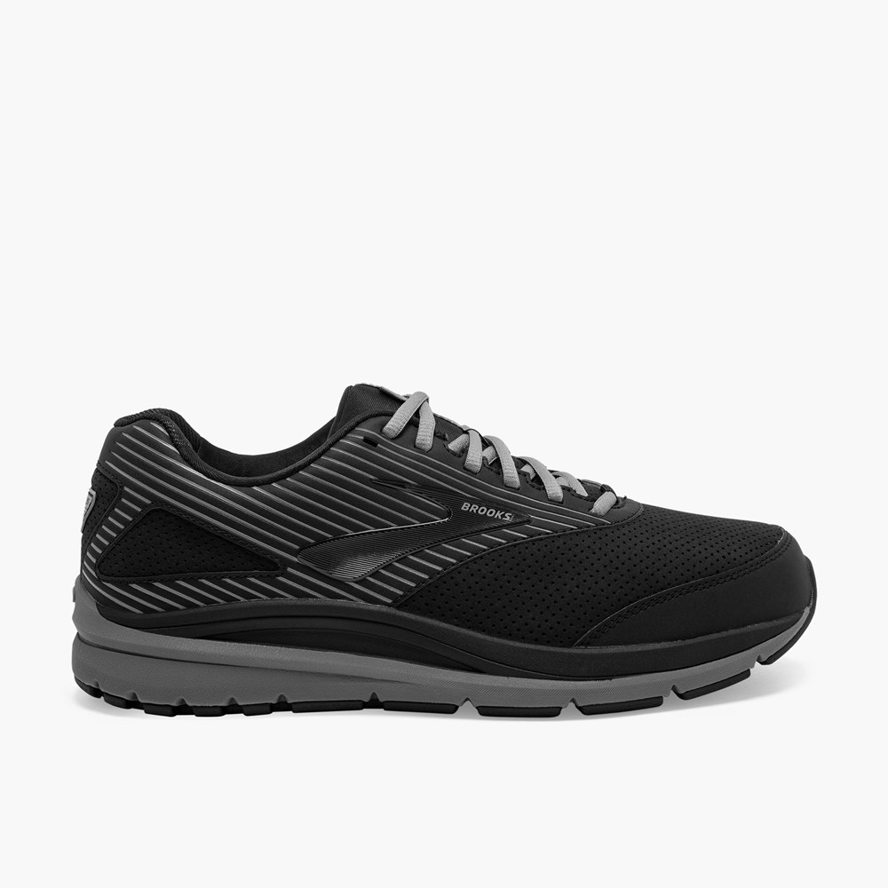 Black / Black Men Brooks Addiction Walker Suede Support Running Shoes | DEIX64902