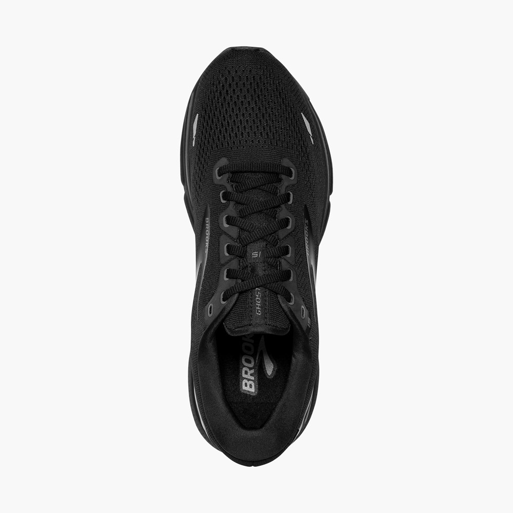 Black / Black Men Brooks Ghost 15 Walking Shoes | BWUK17803