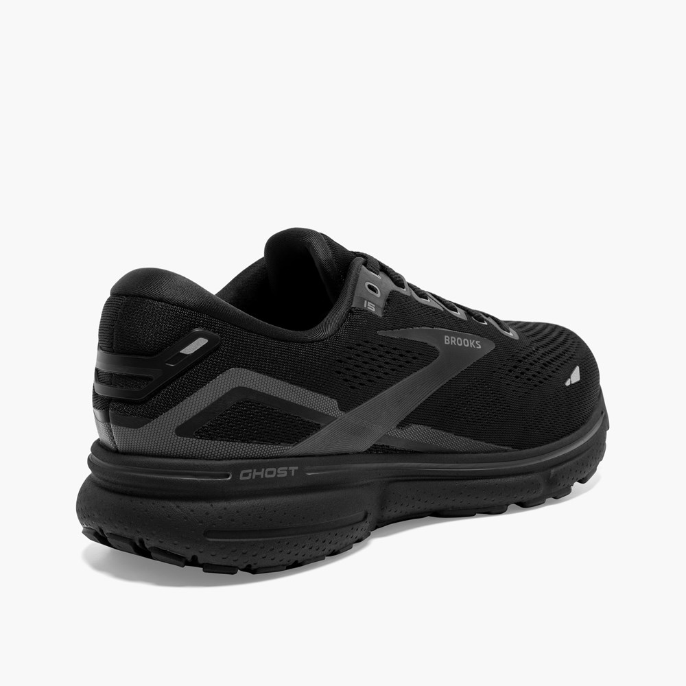 Black / Black Men Brooks Ghost 15 Walking Shoes | BWUK17803