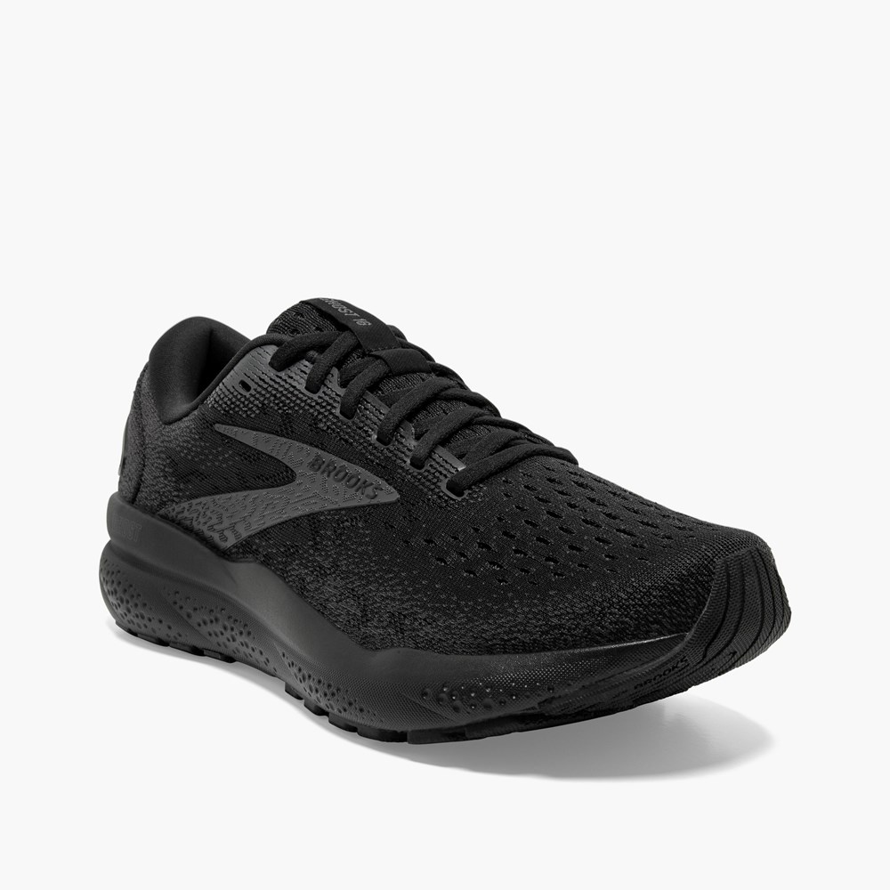 Black / Black Men Brooks Ghost 16 Road Running Shoes | VPUI47396