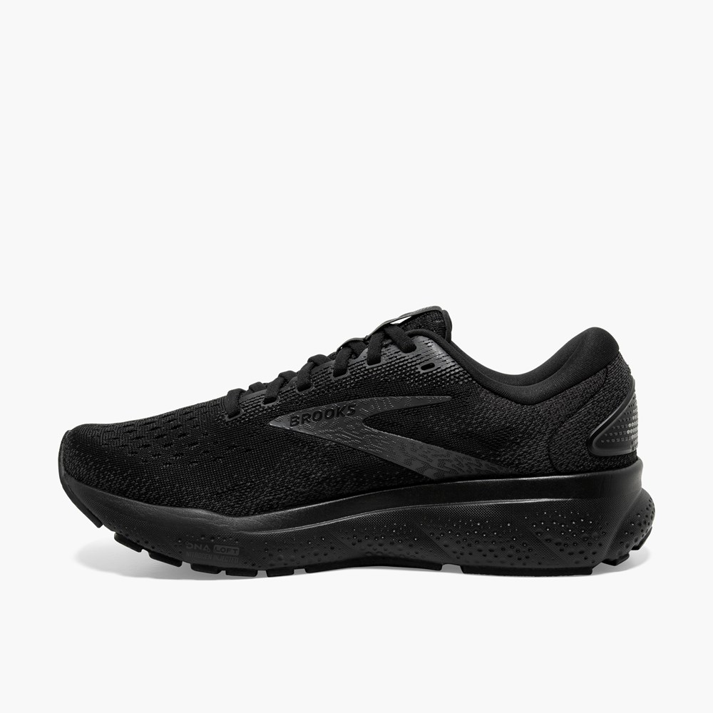 Black / Black Men Brooks Ghost 16 Road Running Shoes | VPUI47396