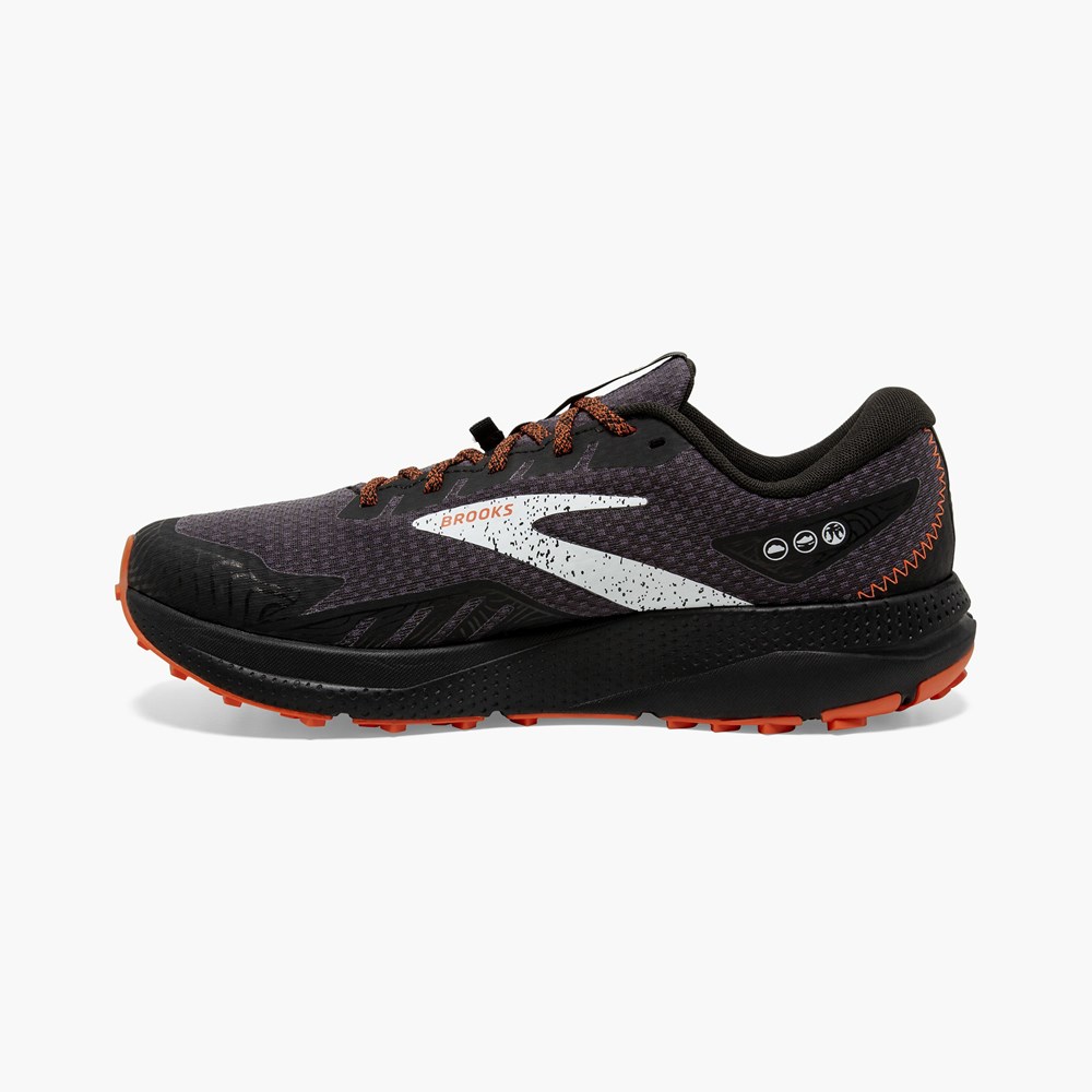 Black / Black Men Brooks Light Trail Divide 4 GTX Trail Running Shoes | EUMX98603