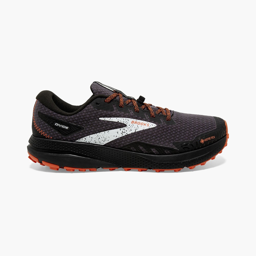 Black / Black Men Brooks Light Trail Divide 4 GTX Trail Running Shoes | EUMX98603