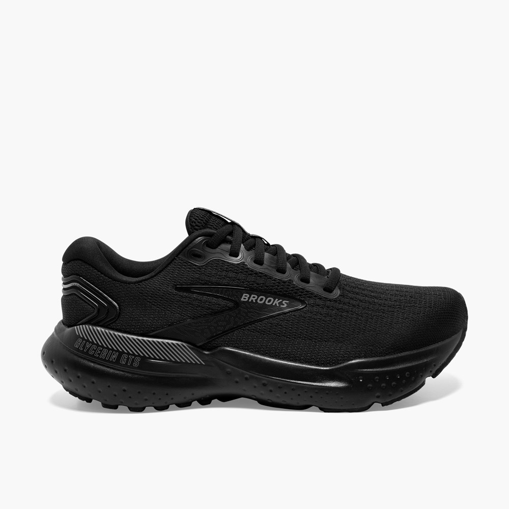 Black / Black Women Brooks Glycerin GTS 21 Walking Shoes | KVLC27405