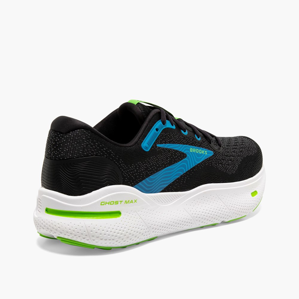 Black / Blue Men Brooks Ghost Max Walking Shoes | TWBR87265