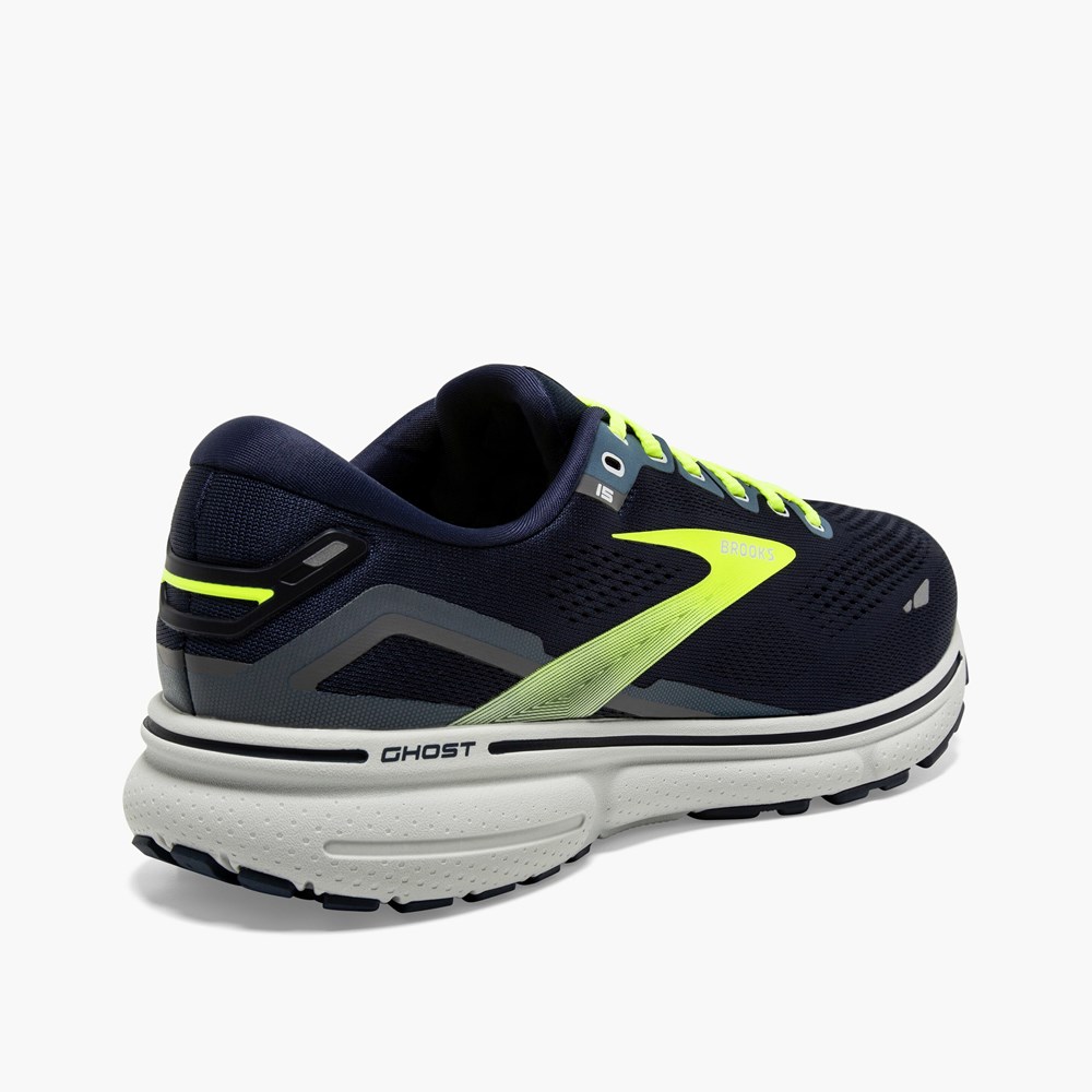 Black / Gold Men Brooks Ghost 15 Running Shoes | QYEX68215