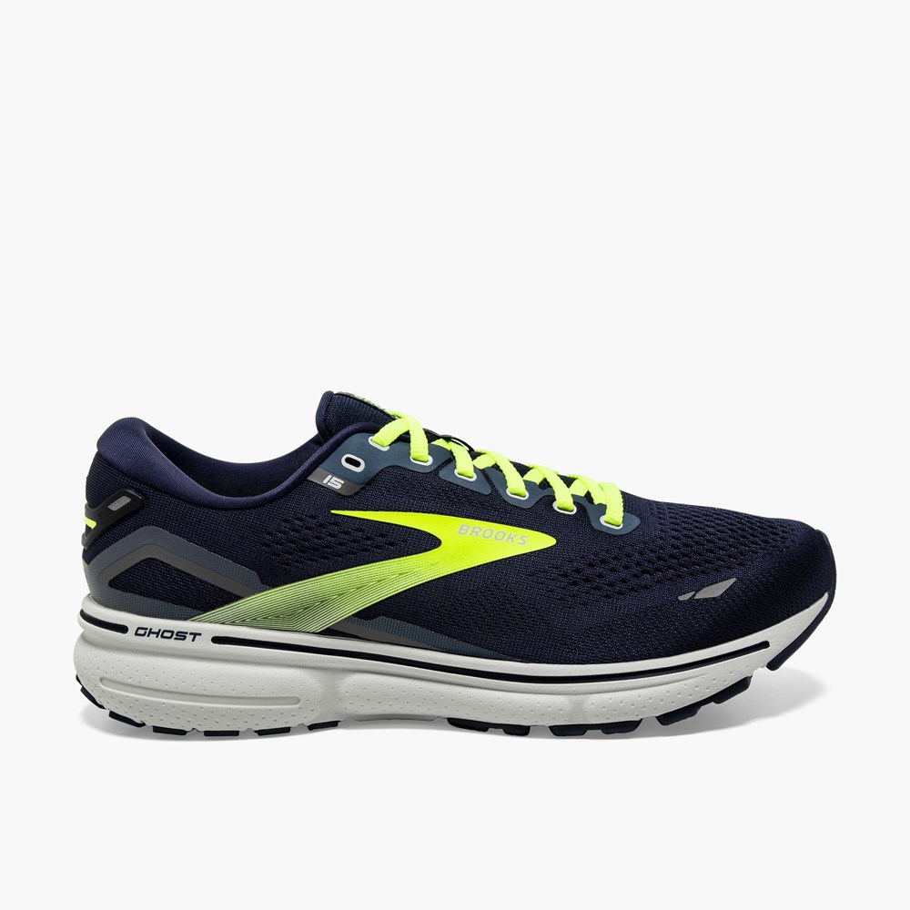 Black / Gold Men Brooks Ghost 15 Running Shoes | QYEX68215