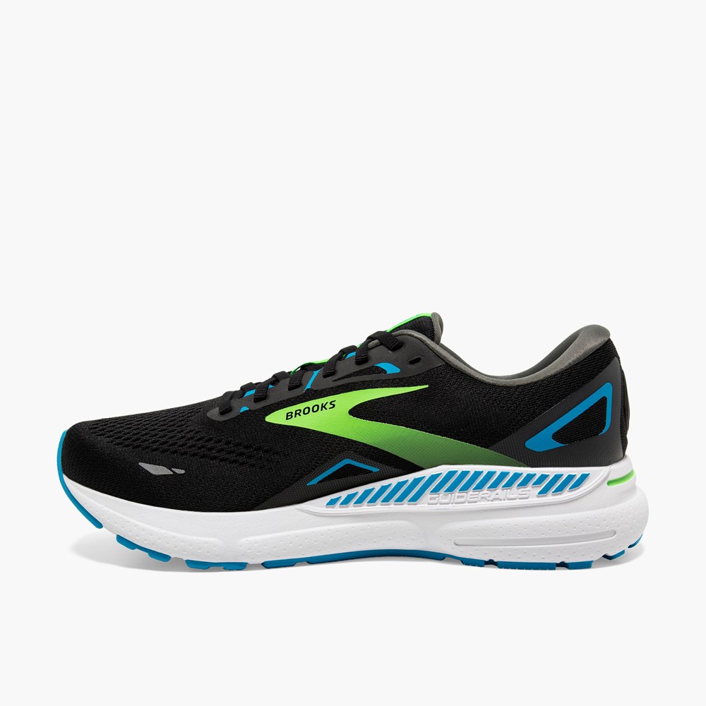 Black / Green Men Brooks Adrenaline GTS 23 Walking Shoes | KBCS12579