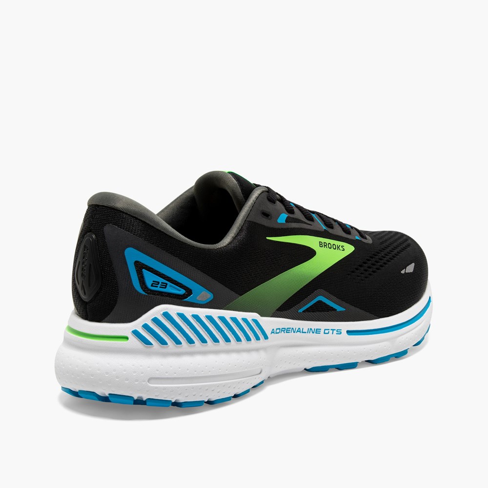 Black / Green Men Brooks Adrenaline GTS 23 Walking Shoes | KBCS12579