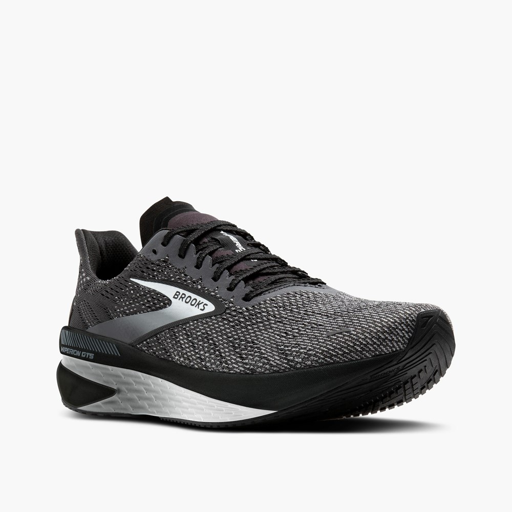 Black / Grey Men Brooks Hyperion GTS 2 Running Shoes | JFPH14278