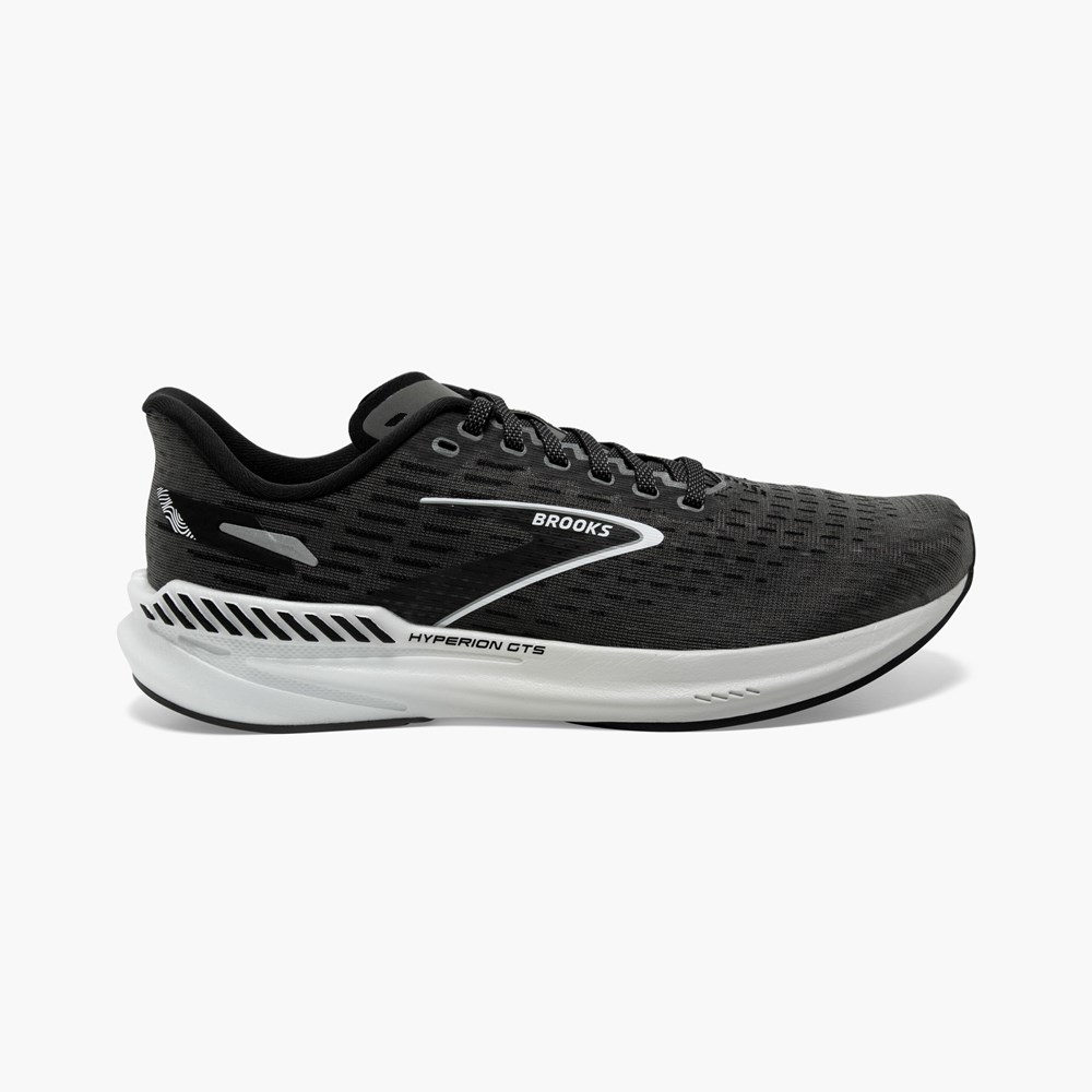 Black / Grey Men Brooks Hyperion GTS Track Spikes | CEGD70213