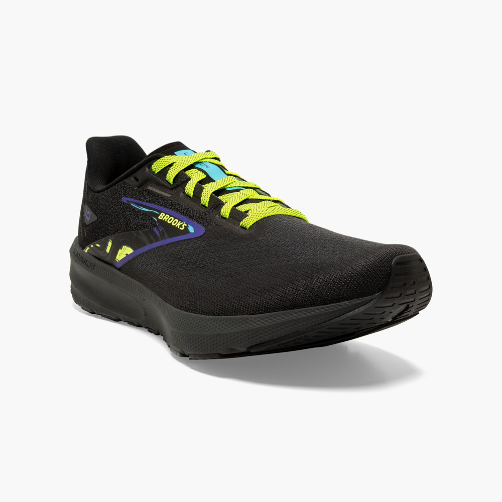 Black / Grey Men Brooks Launch 10 Running Shoes | OXJC84063