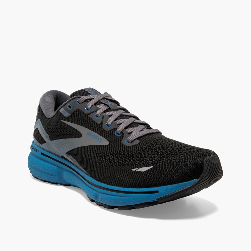 Black / Grey / White Men Brooks Ghost 15 Running Shoes | VMSN10293