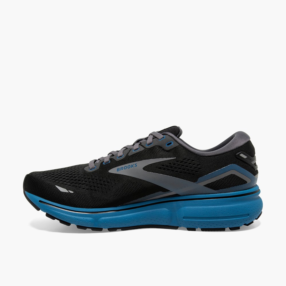 Black / Grey / White Men Brooks Ghost 15 Running Shoes | VMSN10293