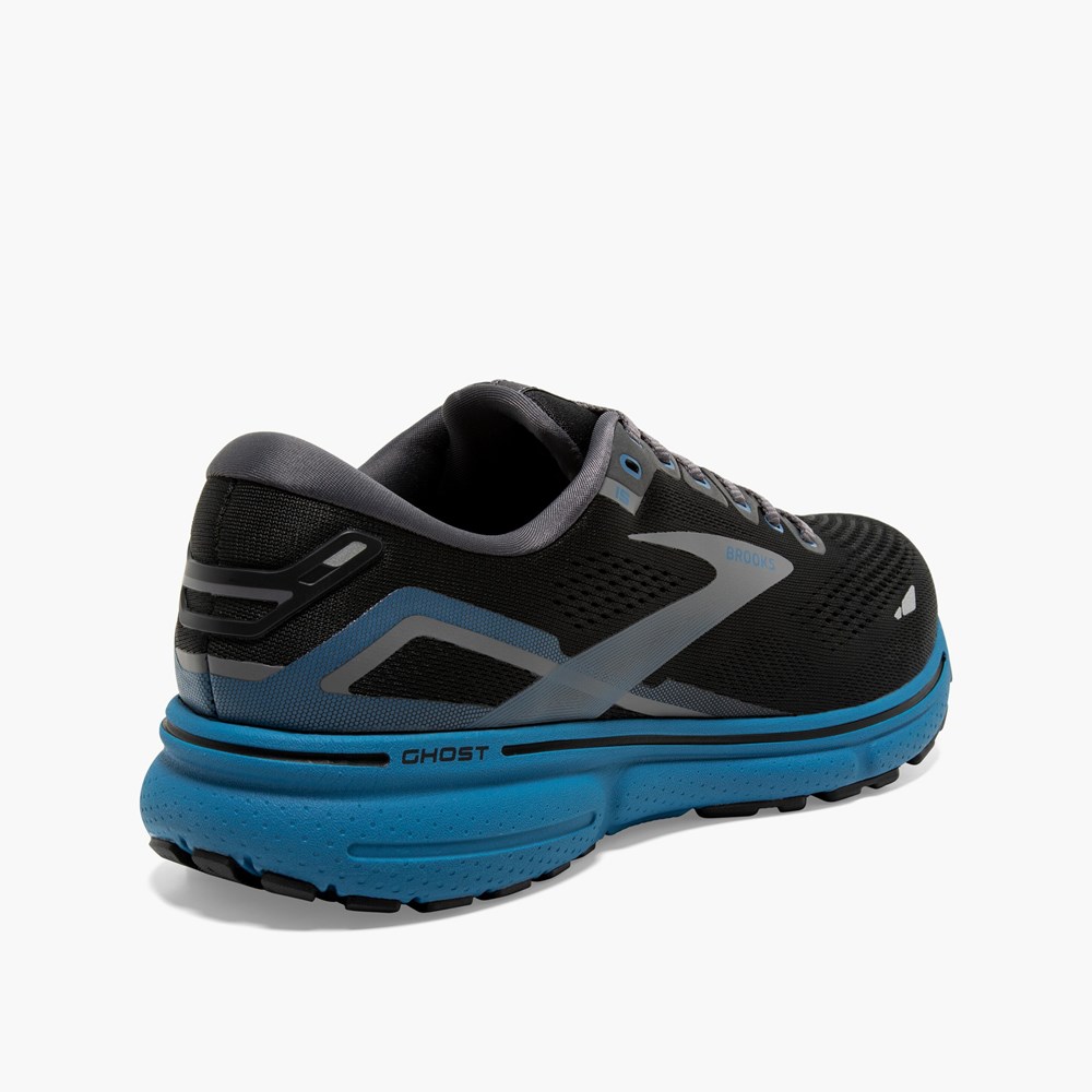 Black / Grey / White Men Brooks Ghost 15 Running Shoes | VMSN10293