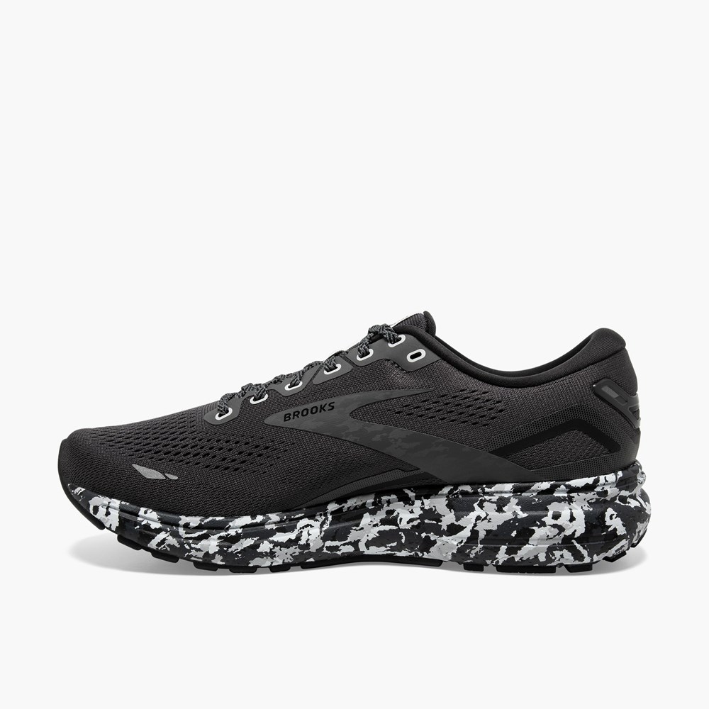 Black / Grey / White Men Brooks Ghost 15 Running Shoes | LIHE60549