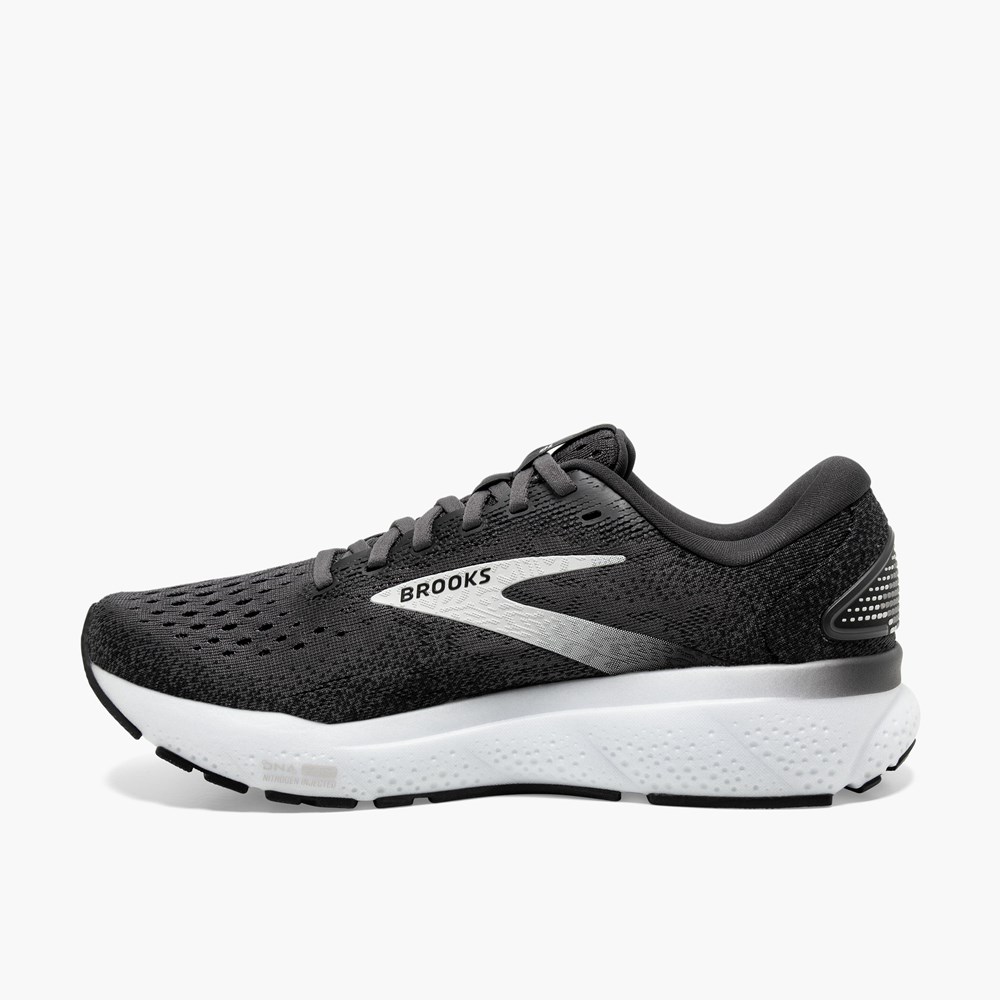 Black / Grey / White Men Brooks Ghost 16 Road Running Shoes | HDBJ84037