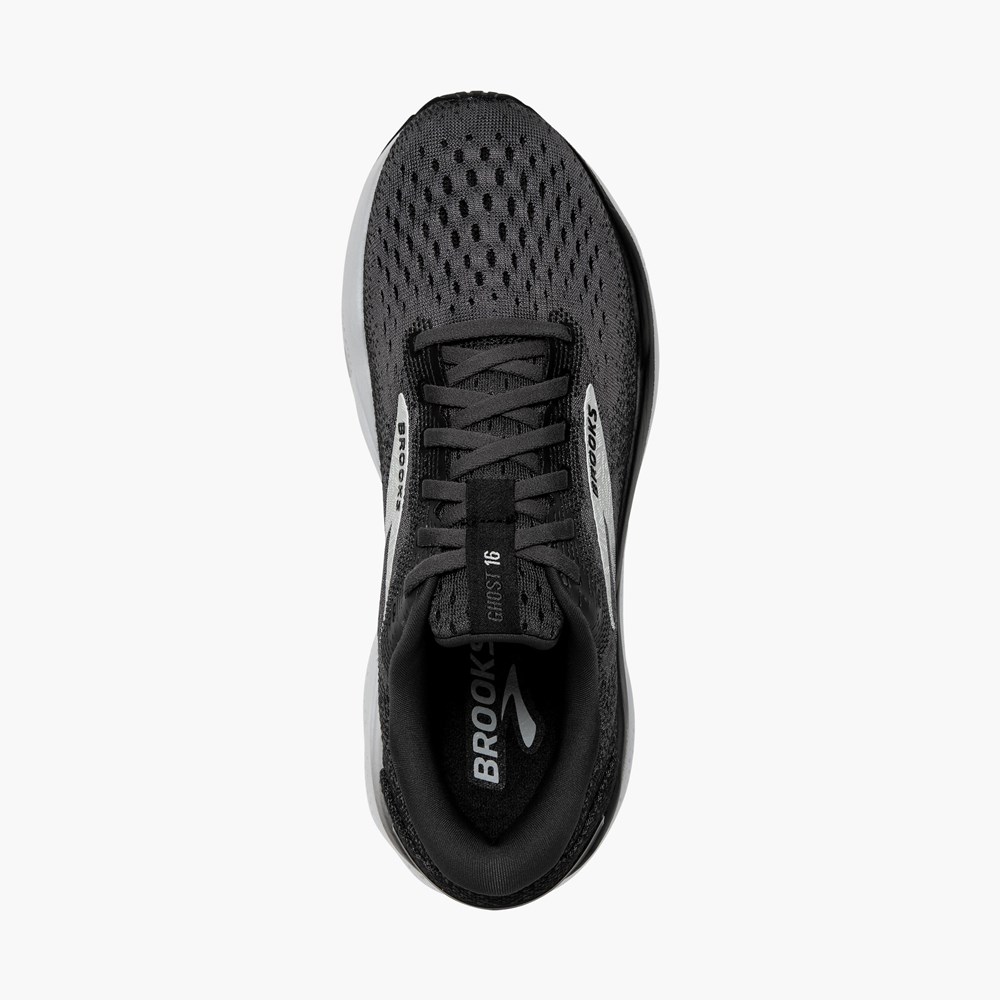 Black / Grey / White Men Brooks Ghost 16 Walking Shoes | FAST09461