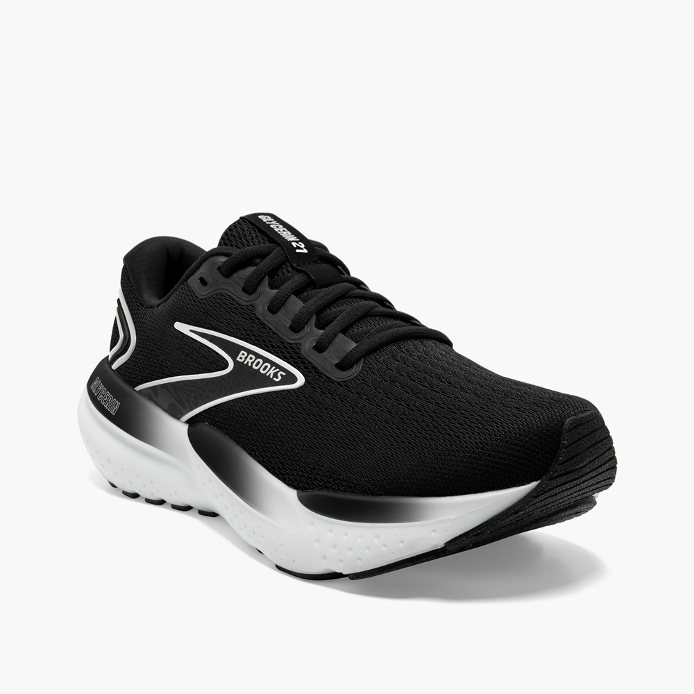 Black / Grey / White Men Brooks Glycerin 21 Walking Shoes | NGFB78640