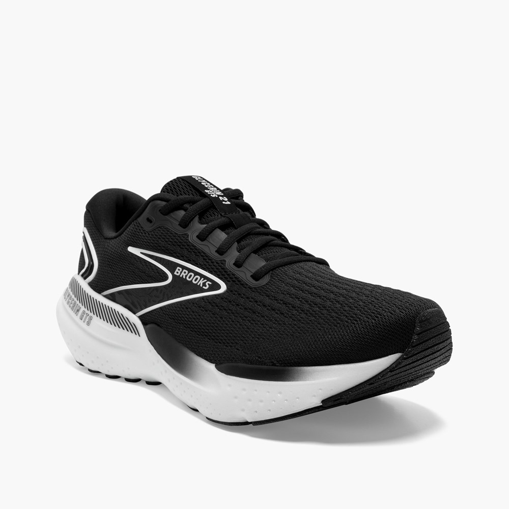 Black / Grey / White Men Brooks Glycerin GTS 21 Walking Shoes | XNUD92651