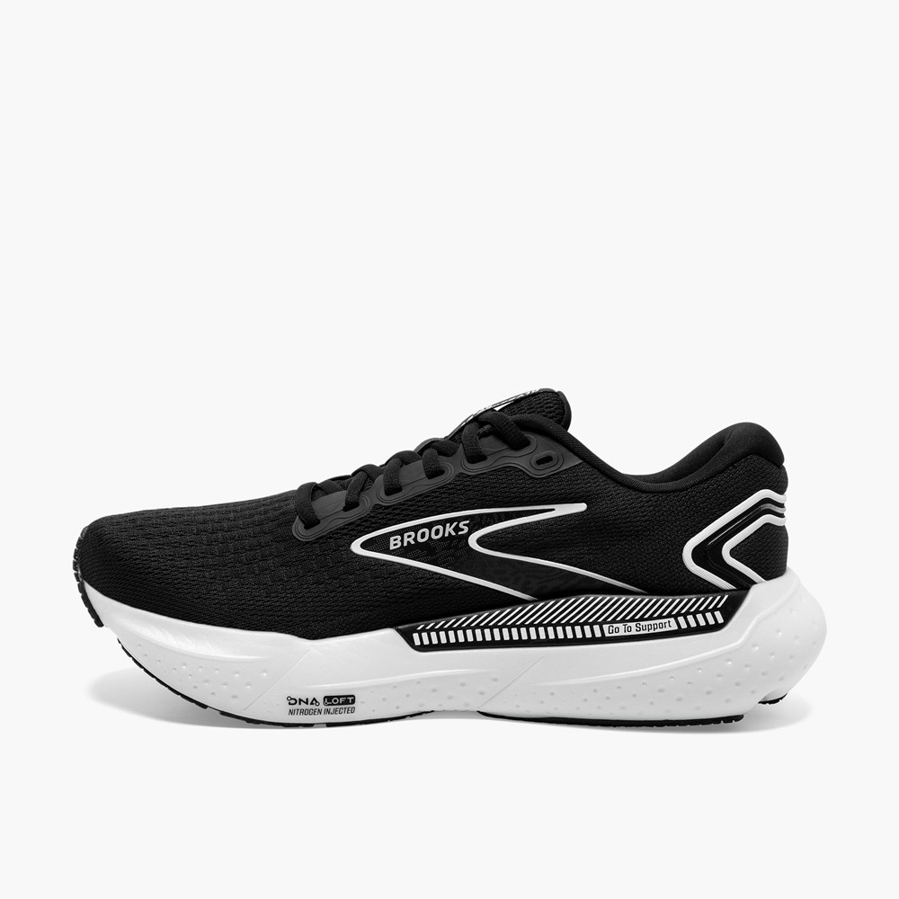 Black / Grey / White Men Brooks Glycerin GTS 21 Walking Shoes | XNUD92651