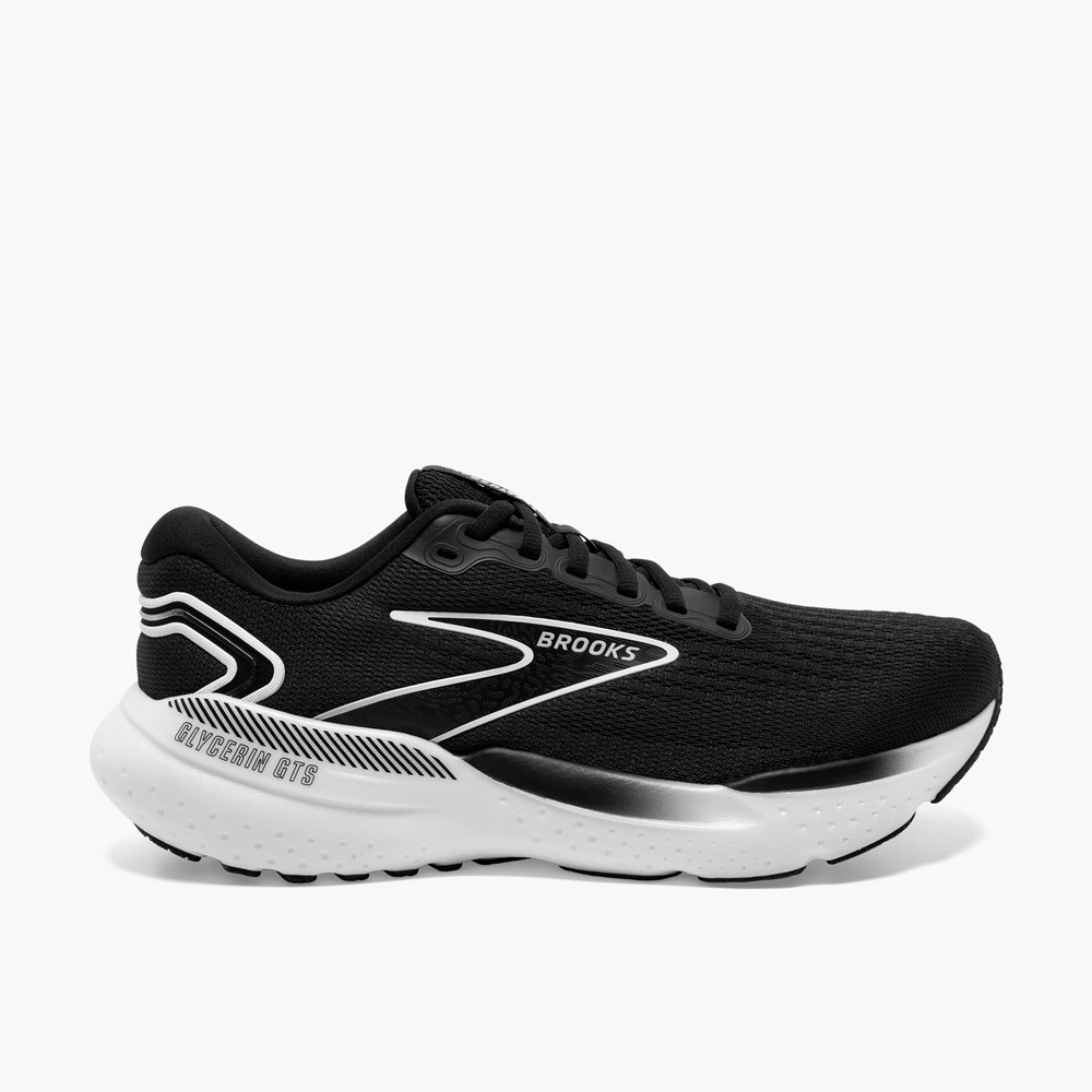 Black / Grey / White Men Brooks Glycerin GTS 21 Walking Shoes | XNUD92651