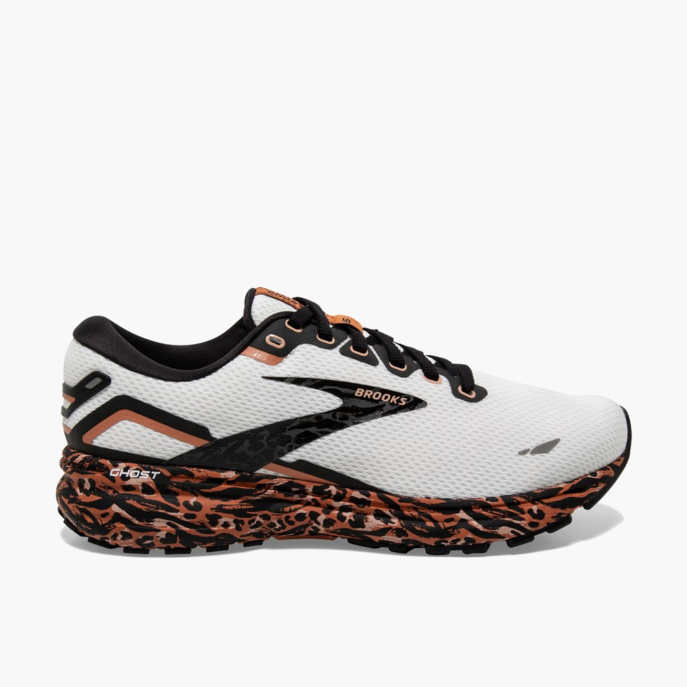 Black / Grey / White Women Brooks Ghost 15 Cushioned Road Running Shoes | MLPC02198