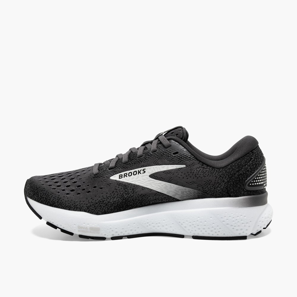 Black / Grey / White Women Brooks Ghost 16 Road Walking Shoes | YKLV69125