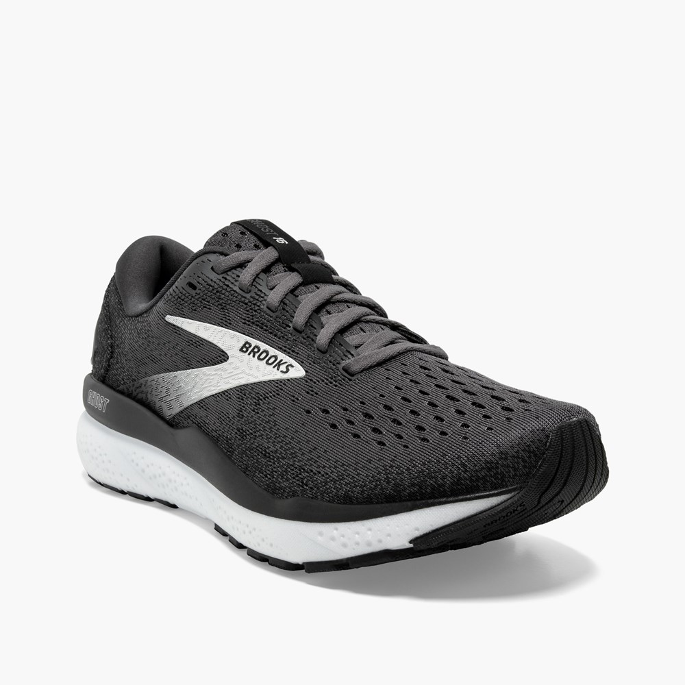 Black / Grey / White Women Brooks Ghost 16 Road Running Shoes | BEGF72913