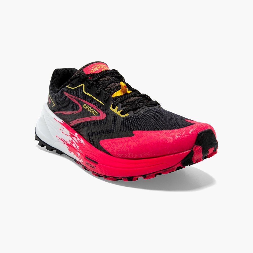 Black / Pink / Lemon Women Brooks Catamount 3 Speed Trail Running Shoes | IPRB91367